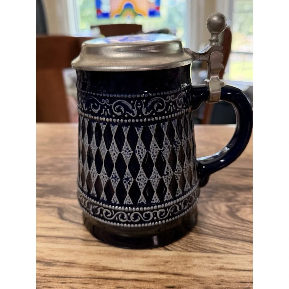 Vintage Marzi Remy German Traditional Alpine Style Beer Stein Blue Diamond